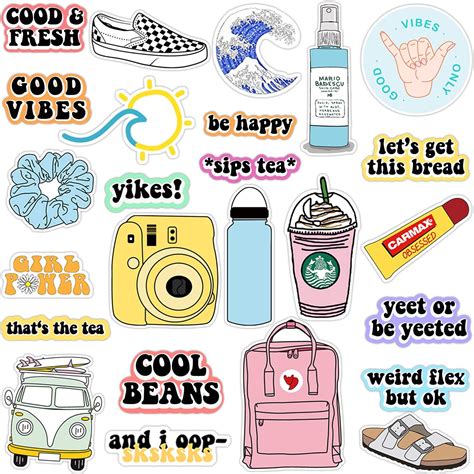 VSCO Vinyl Stickers Aesthetic,Trendy - VSCO Girl Essential Stuff for Water Bottles Stickers ...