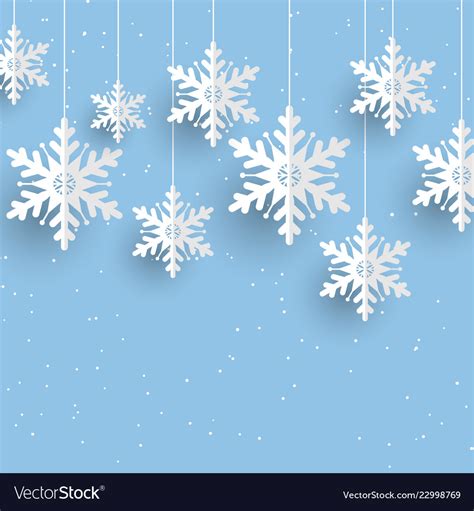 Christmas background with hanging snowflakes Vector Image