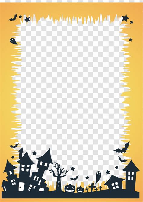 Halloween Art Illustration - Paper - Orange Frame Border Transparent PNG