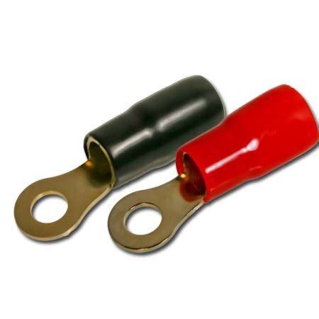 0 Gauge Wire Cable Ring Terminal Connectors Red and Black Boots Electrical