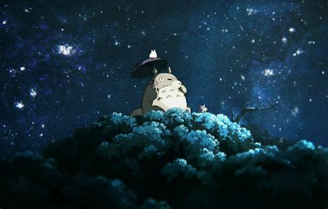 Wallpaper night, tree, My neighbor Totoro, My Neighbor Totoro, drinking ...