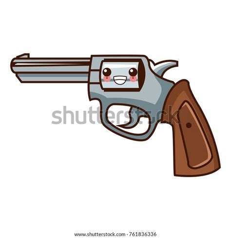 Classic Handgun Weapon Kawaii Cute Cartoon เวกเตอร์สต็อก (ปลอดค่า ...