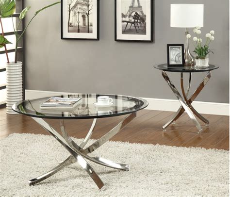 702588 Elegant Black & Chrome Coffee Table Set | Savvy Discount Furniture | Contemporary end ...