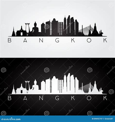 Bangkok Skyline Silhouette. Cartoon Vector | CartoonDealer.com #209767835