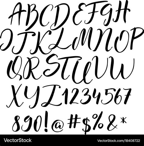 Handwritten Calligraphy Alphabet Set Royalty Free Vector | The Best ...