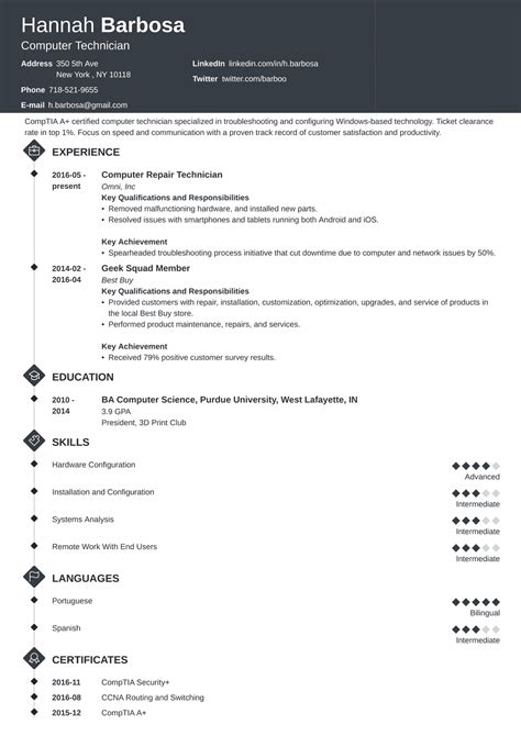 Computer Technician Resume Sample & Job Description