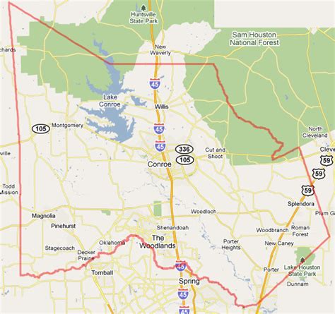 Montgomery County, TX Map The Woodlands