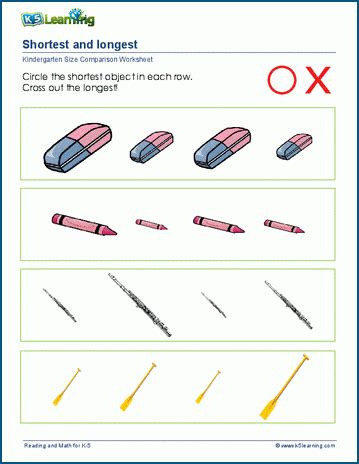 Longest and Shortest Comparison Worksheets | K5 Learning