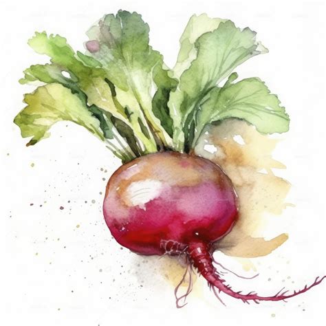 watercolor painting of an one radish on white background, Generate Ai ...