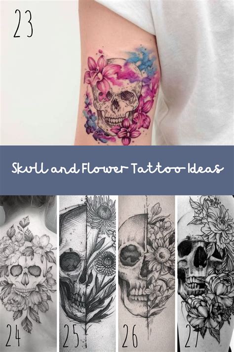 27 Beautiful Skull and Flower Tattoo Ideas