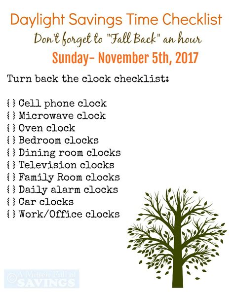 Don't Forget To Set Your Clocks Back -Daylight Savings Time Printable ...