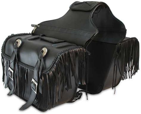 QUICK DETACH MOTORCYCLE SADDLEBAGS w/FRINGE UNIVERSAL FIT HARLEY-HONDA-YAMAHA | eBay