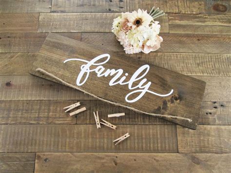 Family Photo Holder Sign with Twine and Clothespins - By Perryhill ...