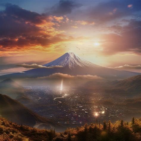 Premium AI Image | sunrise over mt fuji