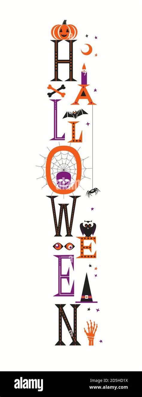 Halloween cute lettering and symbols illustration Stock Vector Image ...