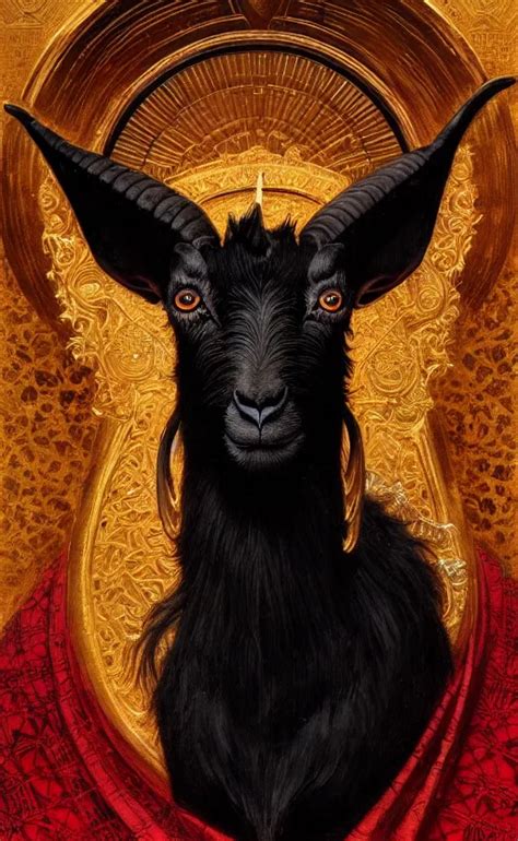 a detailed portrait of a black goat on a golden | Stable Diffusion | OpenArt