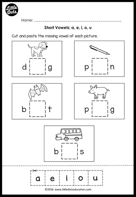 Medial Vowels For Kindergarten Worksheet