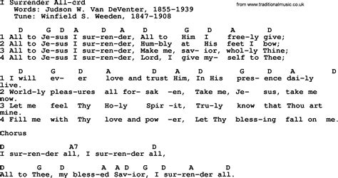 Top 500 Hymn: I Surrender All - lyrics, chords and PDF