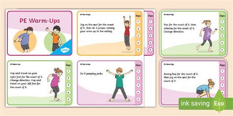 PE Warm-Ups Activity Cards - Primary Resources