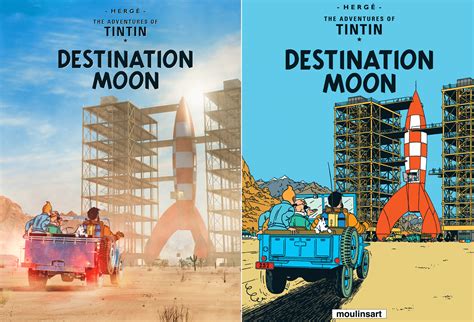 Tintin Destination Moon - recreation of iconic image on Behance