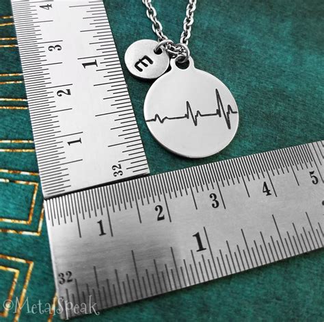 Heartbeat Necklace Engraved Heartbeat Pendant Necklace Heart | Etsy