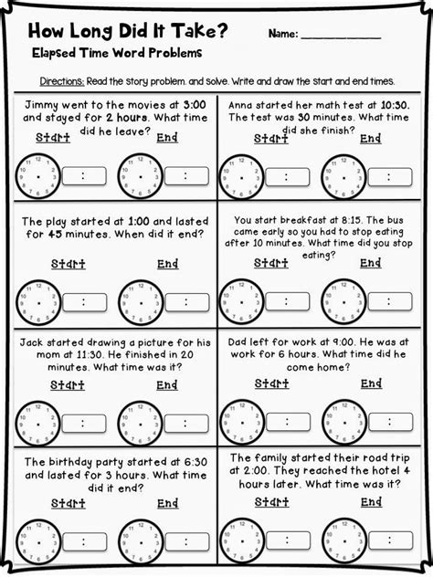 Time Worksheets Grade 3 Word Problems | worksheet today