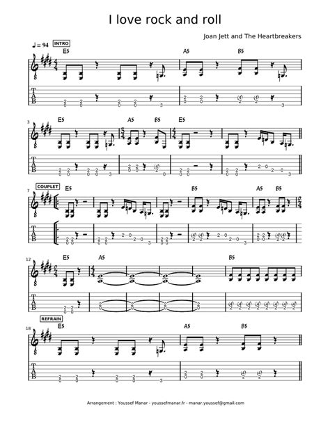 I love rock and roll Sheet music for Guitar (Mixed Duet) | Musescore.com