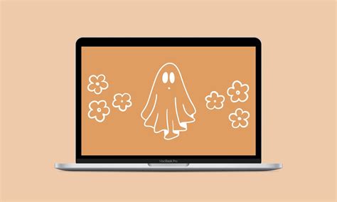 Ghost Halloween Desktop Wallpaper Background Digital Download Minimalist Design Fall Autumn ...