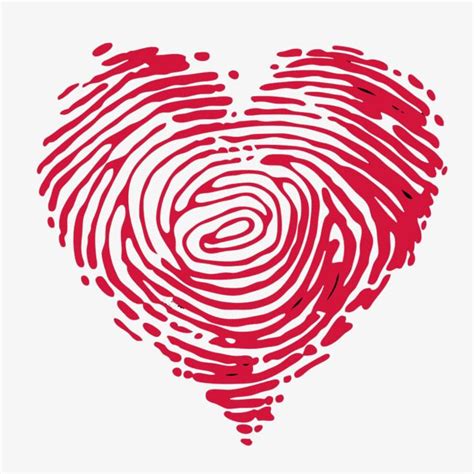 a fingerprint in the shape of a heart on a white background with red ink