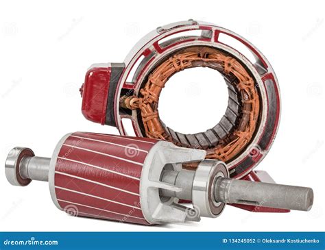 Rotor and Stator of Electric Motor, Isolated on White Background Stock Photo - Image of metal ...