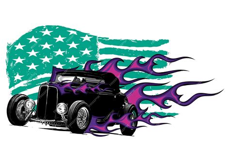 Premium Vector | Vintage car with the american flag