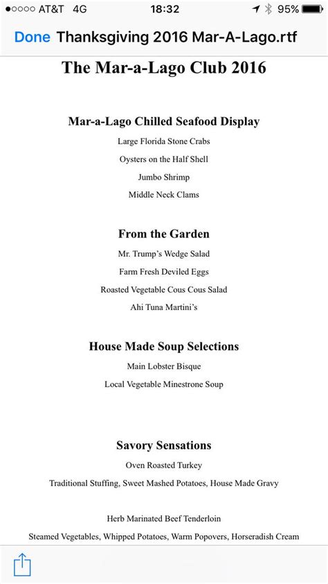 The Mar-a-Lago Thanksgiving menu | Scoopnest