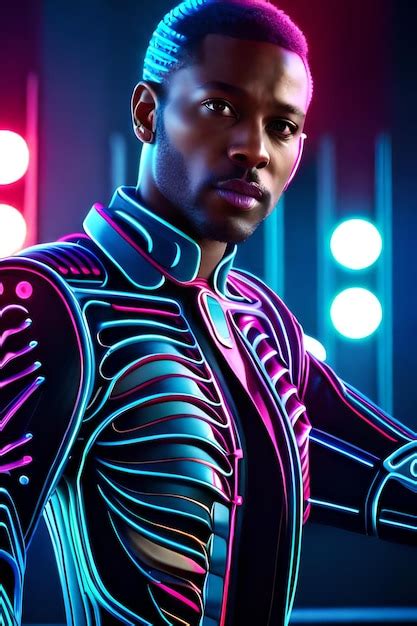 Premium AI Image | A man in a suit with neon colors on it