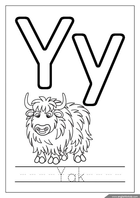 Alphabet Coloring Pages (Letters U - Z)