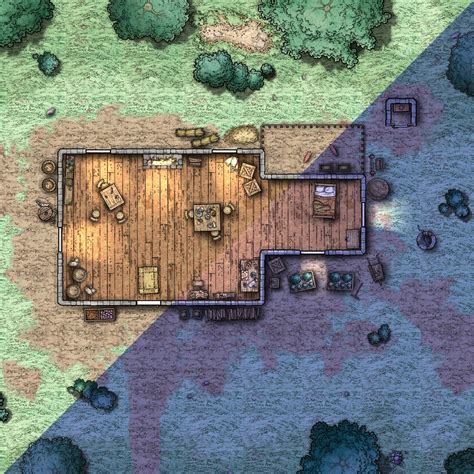 Dungeons and Dragons Forest Hideout / Cabin Battle Map Night/day Dnd, D&D, 5e, Roll20, Fantasy ...