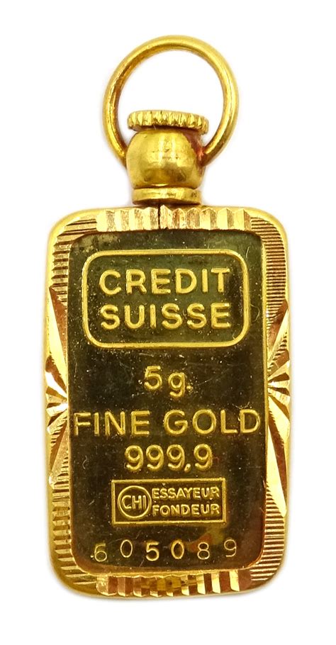 Fine gold 5gm ingot 999.9 in 18ct gold loose mount pendant total 8gm - Jewellery, Watches & Silver