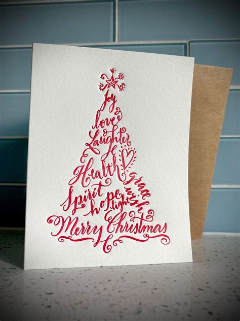 Bulk Christmas Cards Featuring Calligraphy Christmas Tree in - Etsy