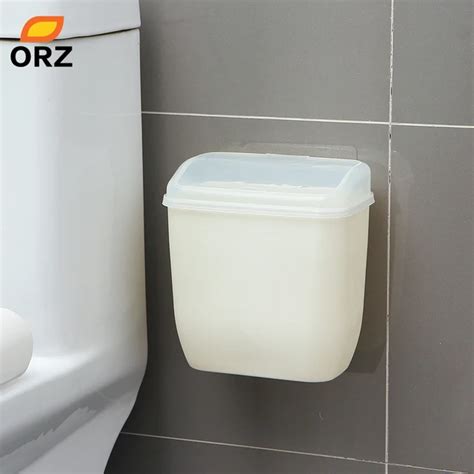 ORZ Storage Box Waste Can Wall Mount Bins With Cover Creative Wall Magic Sticker Bathroom ...