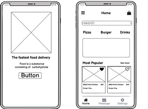 Wireframes of a food ordering app by Chiamaka Onyeuko on Dribbble