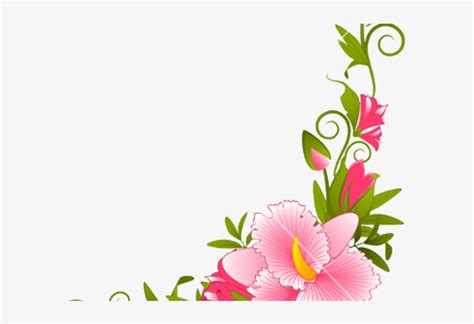 Pink Flower Clipart Divider - Flowers Border Design Png Transparent PNG - 640x480 - Free ...