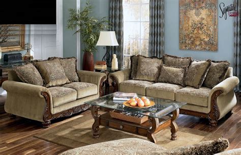 Meadow Fabric Traditional Sofa & Loveseat Set by Ashley Design