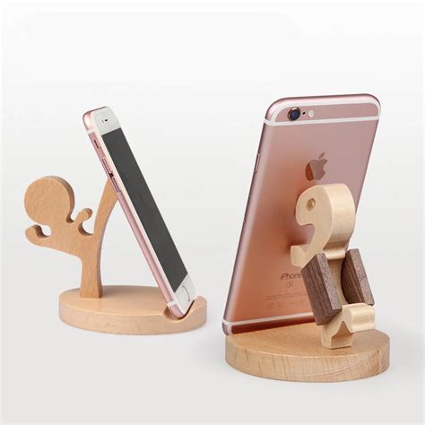 High Quality Wooden Toys Figure Mobile Phone Base Beech Office Desktop ...