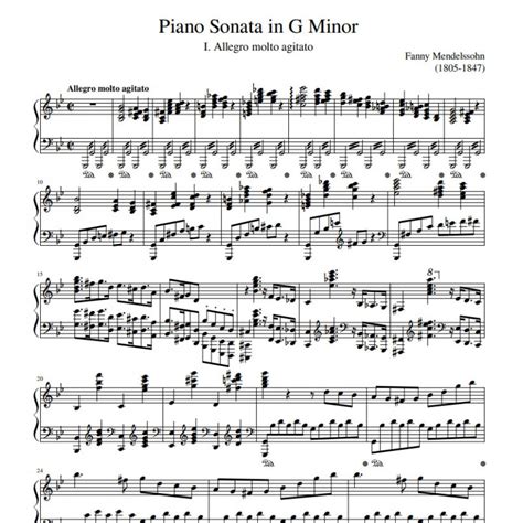 Fanny Mendelssohn : Piano Sonata in G Minor I Allegro molto agitato - Fanny Hensel - Score Piano pdf