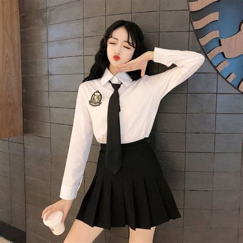 Female Shirt Tie College Wind big size JK Korean Students 2020 Spring ...