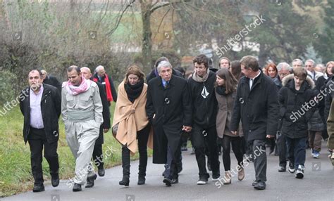 Gilbert Mitterrand Family Attending Funeral Danielle Editorial Stock ...