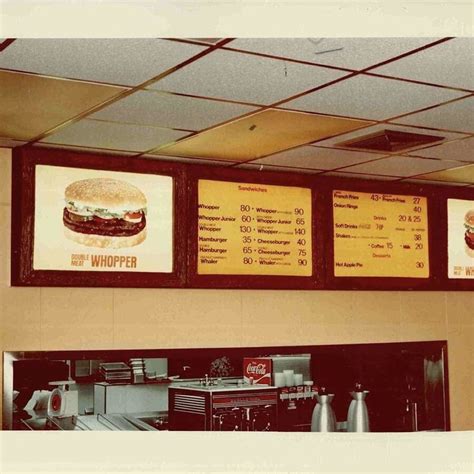 Burger King Menu from the Late '70s