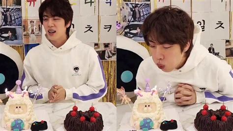 BTS Jin Celebrates His Birthday Cutting A Cake During Live With Fans ...