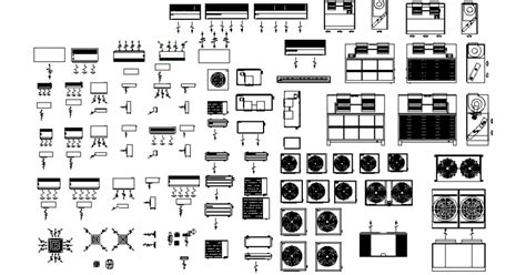 FAN COIL UNIT MULTIPLE BLOCKS AND SPARE-PARTS CAD DRAWING DETAILS DWG FILE