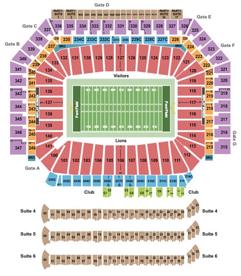 Ford Field Seating Chart With Row Numbers - Chart Walls