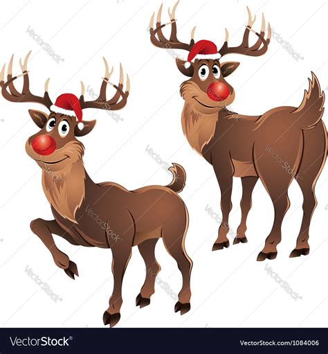 Rudolph the reindeer two poses Royalty Free Vector Image